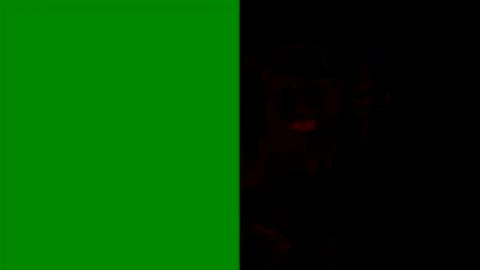 Media: A digital image featuring a split screen with a bright green background on the left and a dark, almost black background on the right. The image is dimly lit, causing the green to appear vibrant while the dark side is shadowy and indistinct.