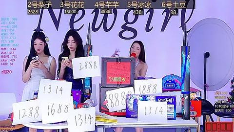 Media: Video of three Asian women, one with a flower in her hair, holding numbers on a white board in a colorful, cluttered room, labeled \"New York.\