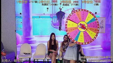 Media: Video of three women seated on a stage, with a colorful, spinning wheel behind them. They are dressed casually, and the background features modern art and vibrant lighting.